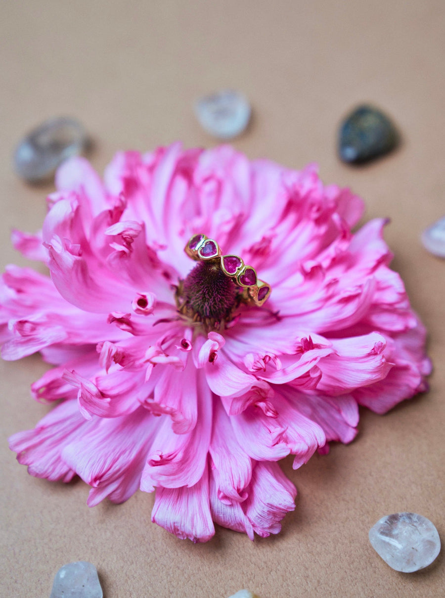 (Ruby/gold): All heart full eternity ring