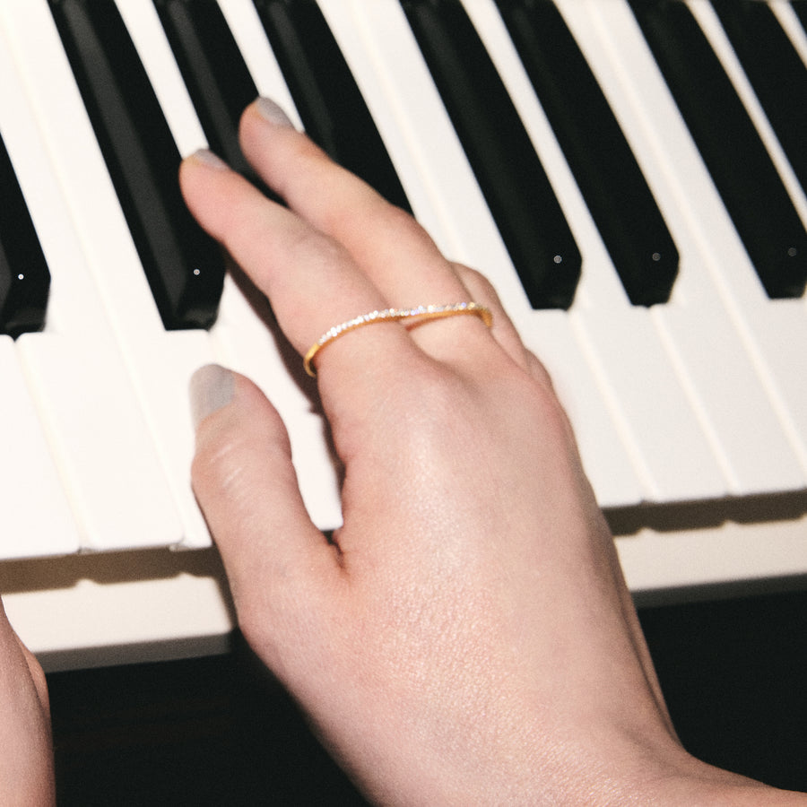 (モアサナイト/gold) straight bar double finger ring