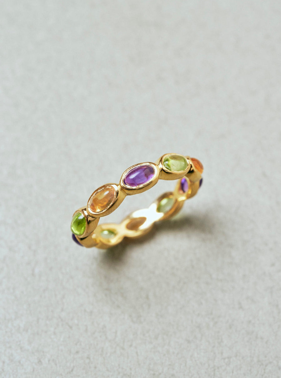 (Multicolor/gold) oval horizon CAB eternity ring