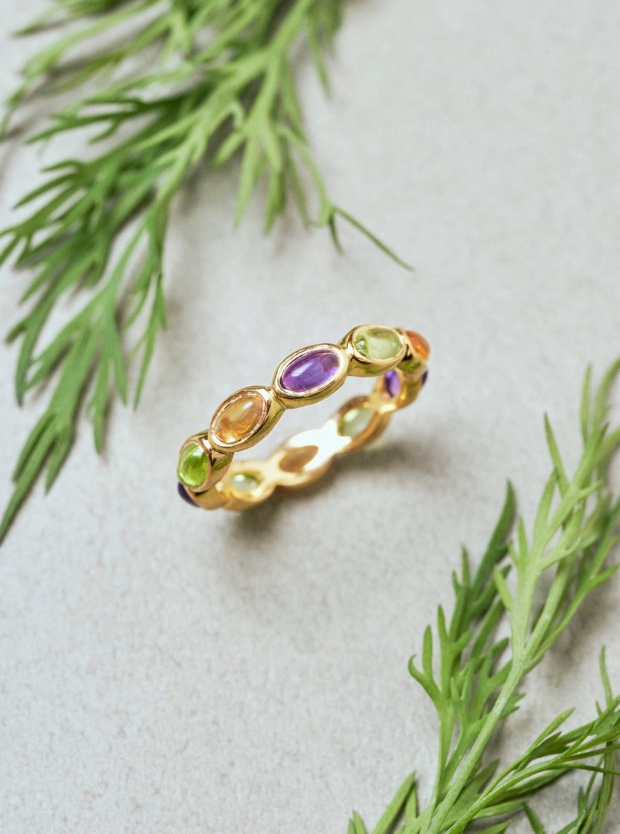 (Multicolor/gold) oval horizon CAB eternity ring