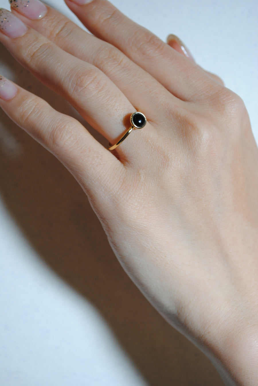 (ブラックオニキス/gold) hemisphere basic circle ring