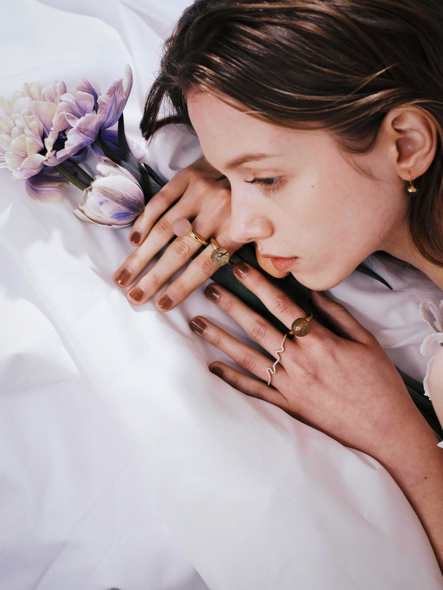 (Moissanite/gold) handwritten double finger ring