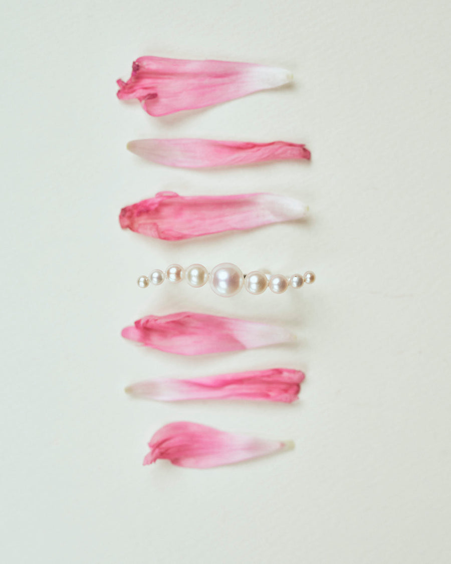 (パール/ silver ) waving pearl double finger ring