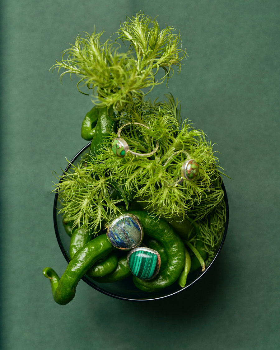 (Malachite/silver) big plump ring