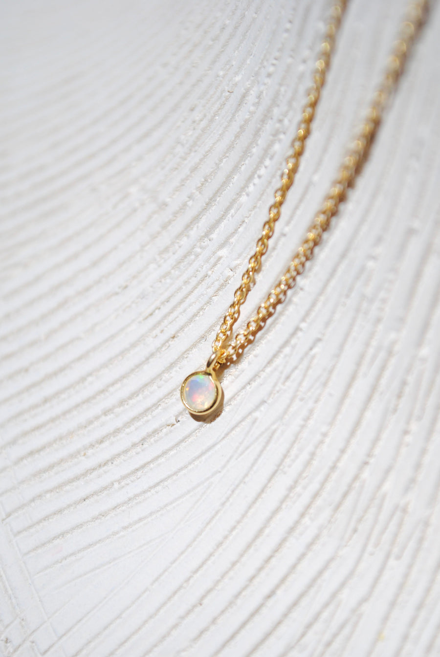 (エチオピアンオパール/gold-silver) birth pinky necklace【10月誕生石】