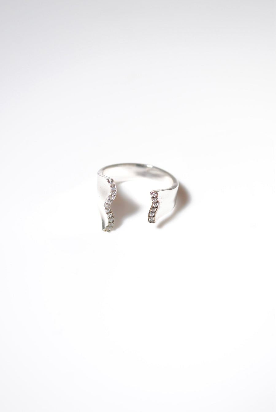 (モアサナイト/silver) curvy form pave ring