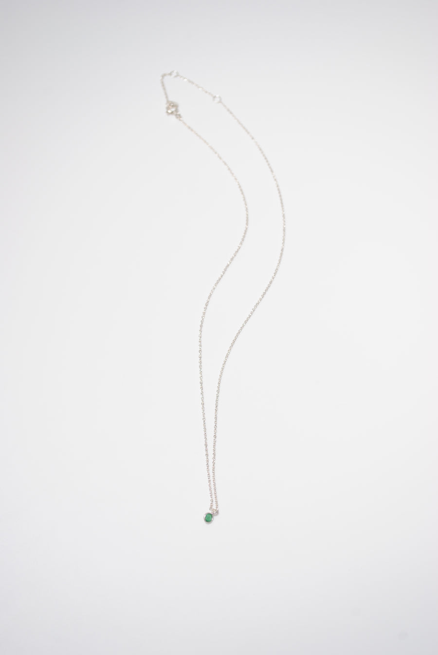 (エメラルド/gold-silver) birth pinky necklace【5月誕生石】