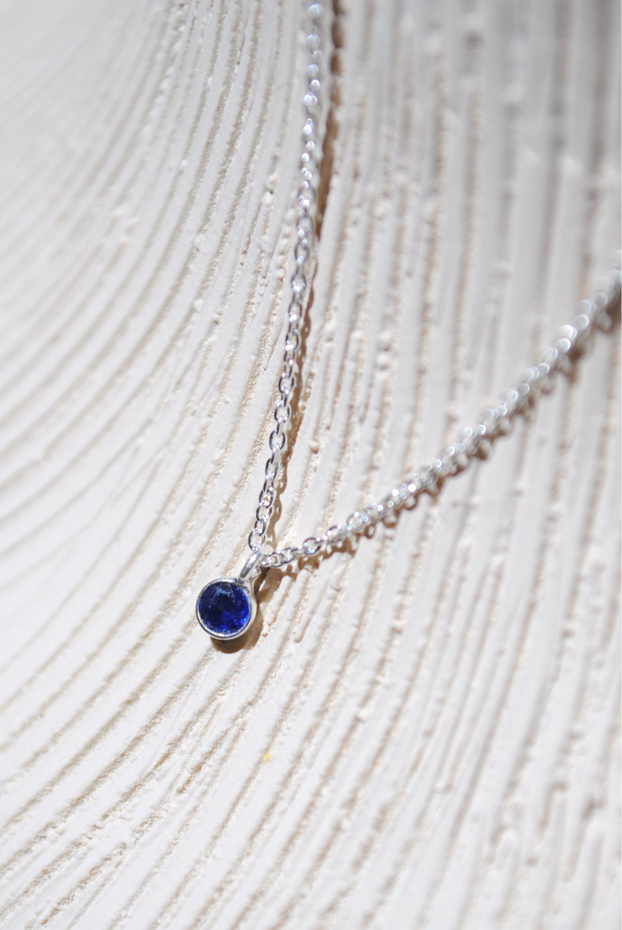 (サファイア/gold-silver) birth pinky necklace【9月誕生石】