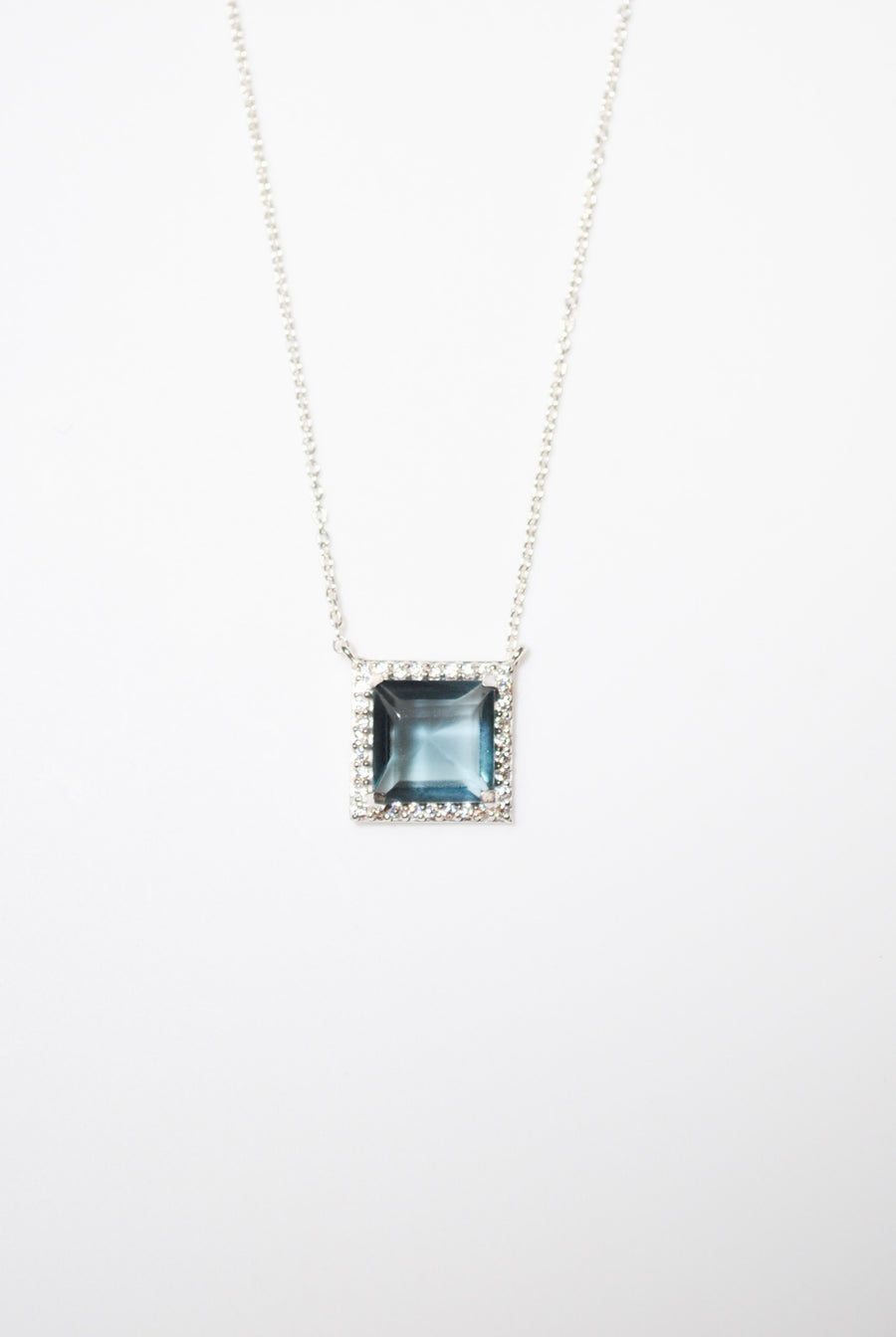 【予約商品】(ミントフローライト/ silver) frame pave necklace