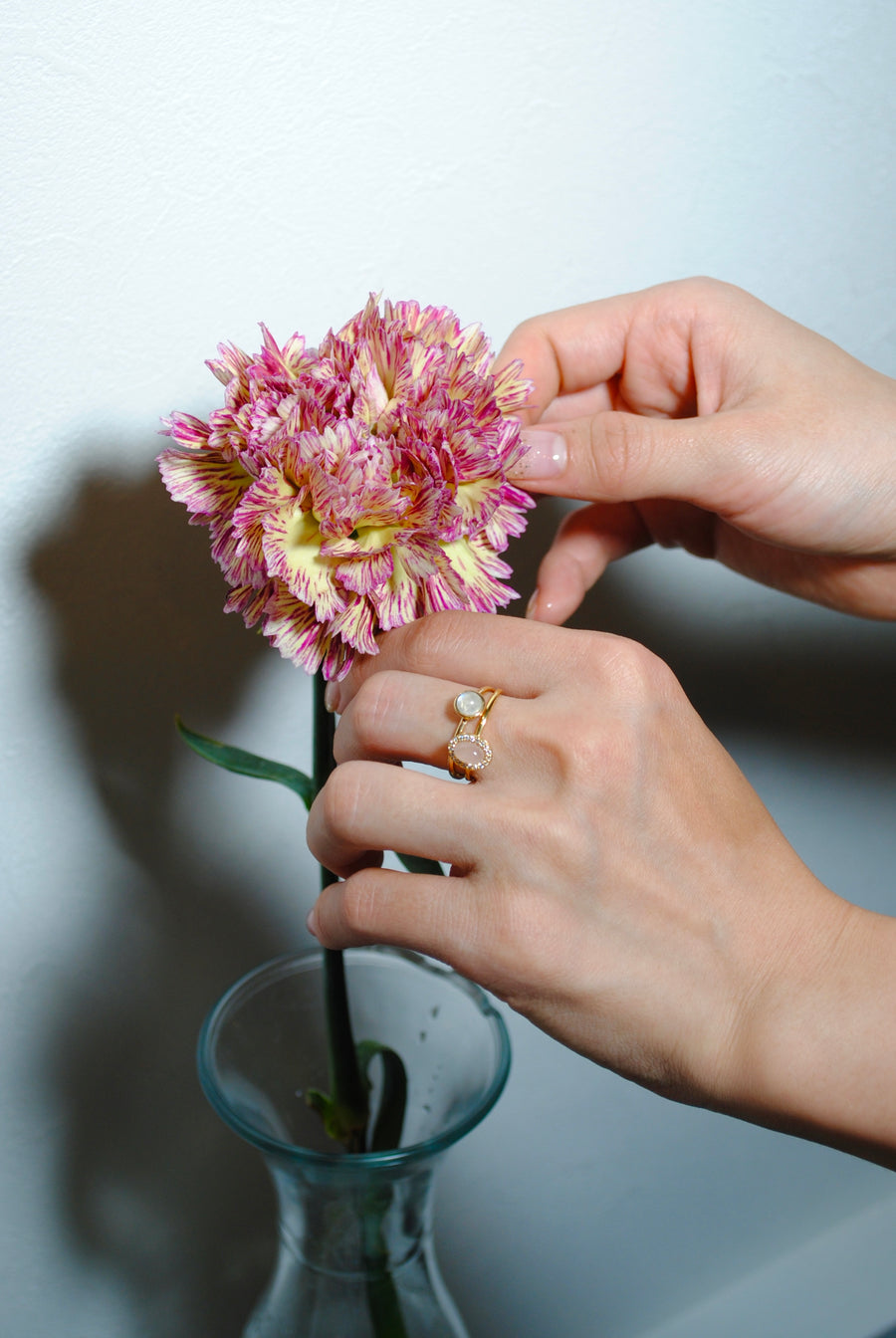 (ローズクオーツ/gold) hemisphere bril oval ring