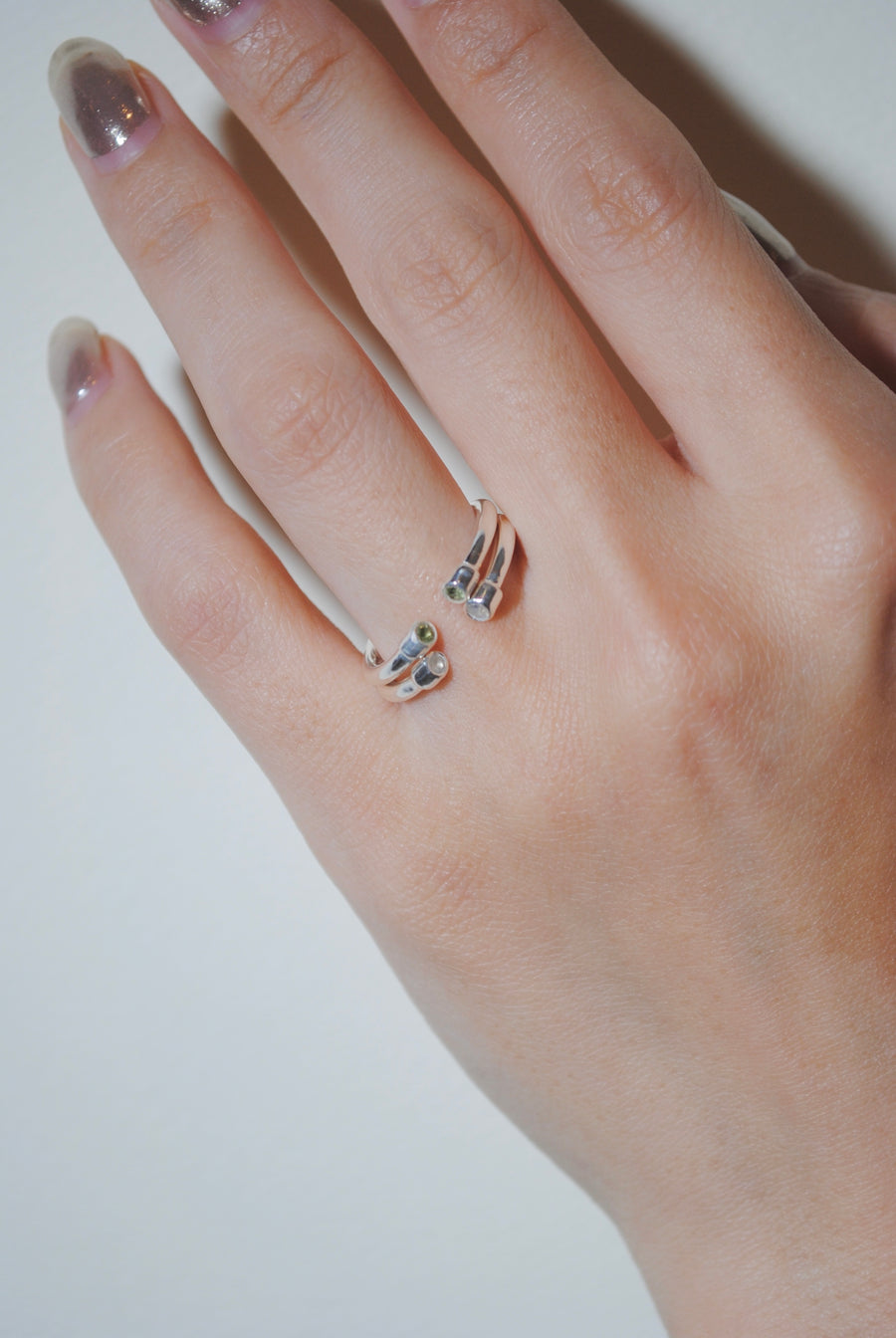 (ペリドット/silver) 2way milano ring