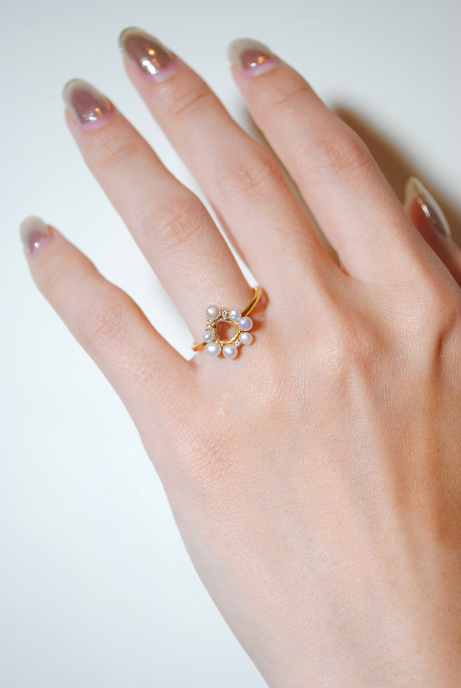 (ダイヤモンド/gold) snow flower ring