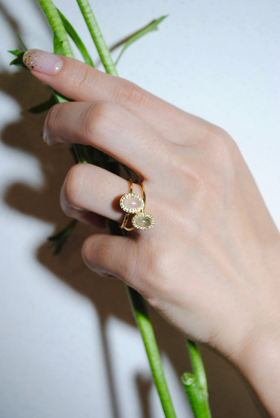 (プレナイト/gold) hemisphere bril oval ring