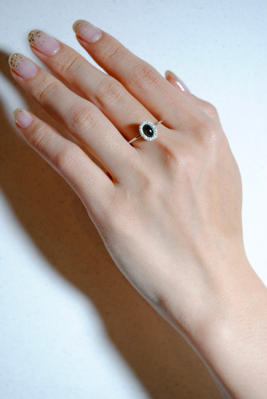 (ブラックシェーンオブシディアン/silver) hemisphere bril oval ring