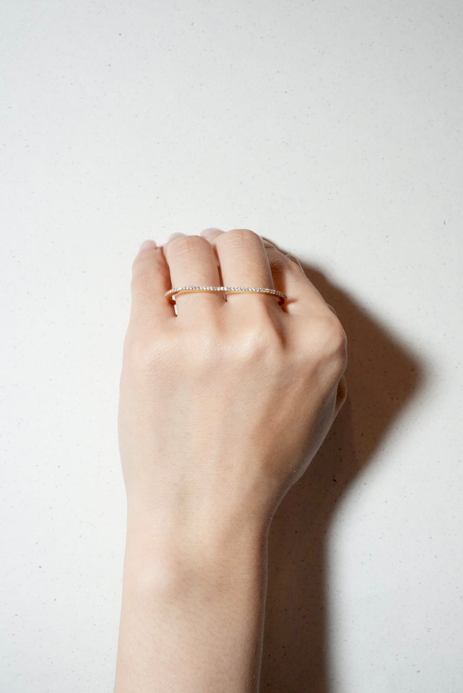 (モアサナイト/gold) straight bar double finger ring