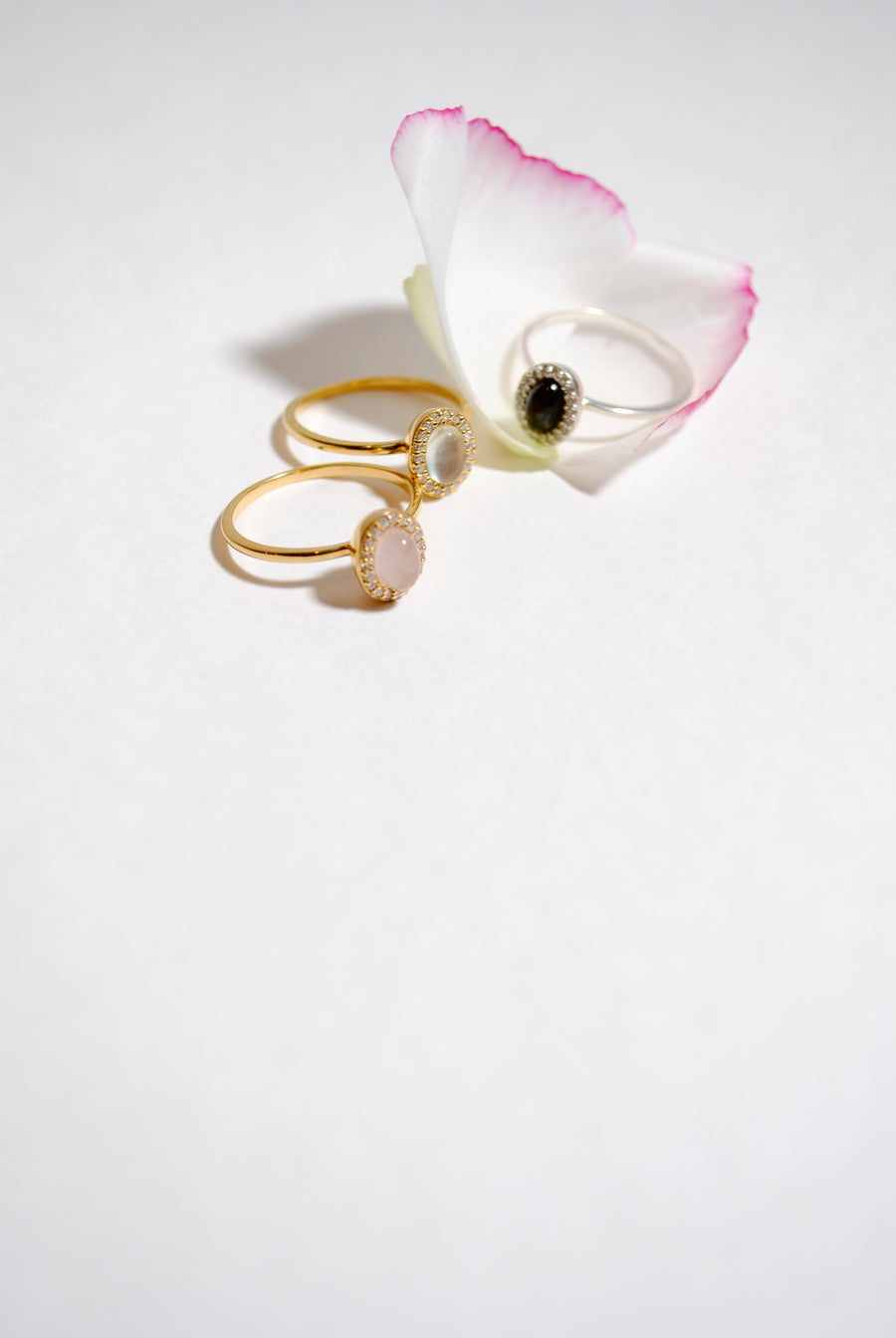 (ローズクオーツ/gold) hemisphere bril oval ring