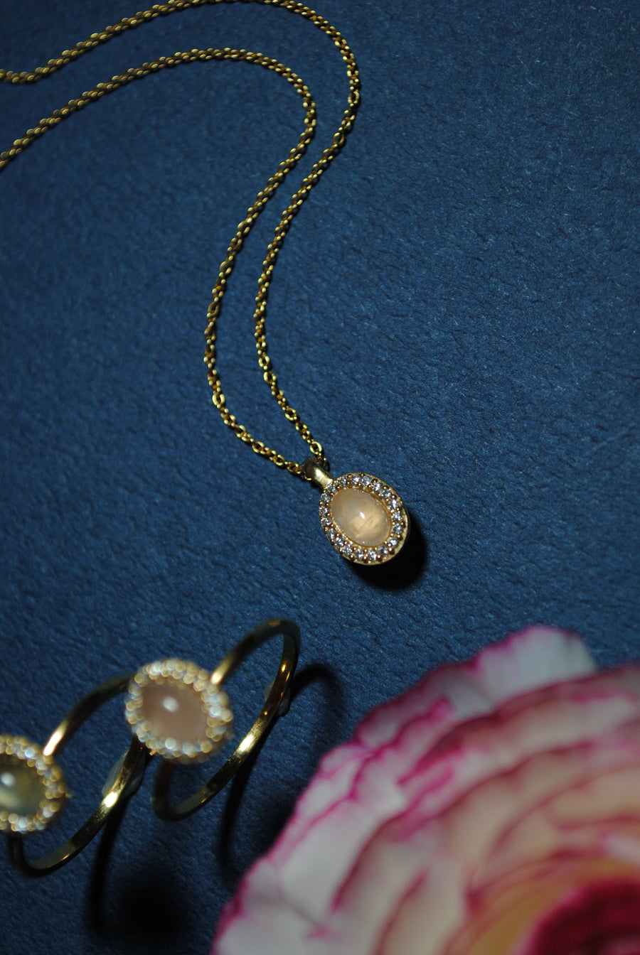 【2way】(プレナイト/gold) hemisphere bril oval necklace