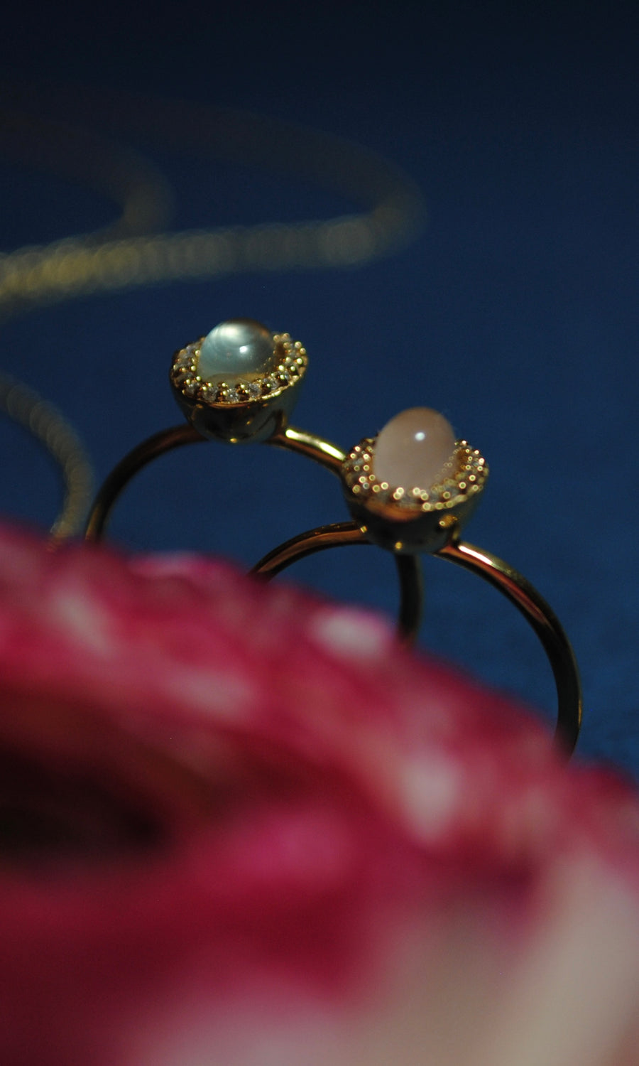 (ローズクオーツ/gold) hemisphere bril oval ring