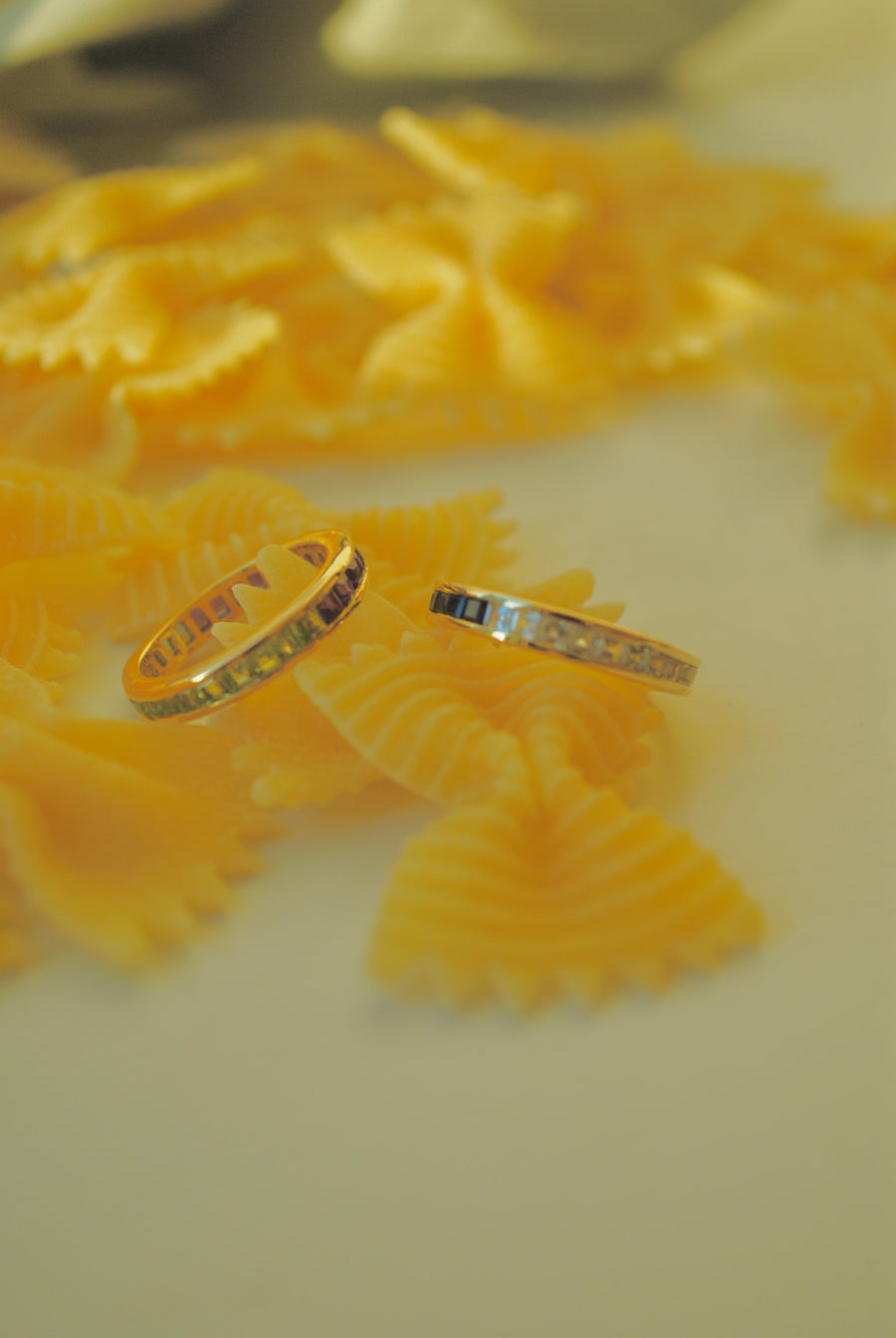 (ペリドット&アメジスト/GOLD)bi-color 3way square  eternity ring