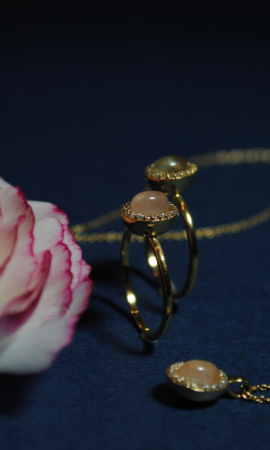 (ローズクオーツ/gold) hemisphere bril oval ring