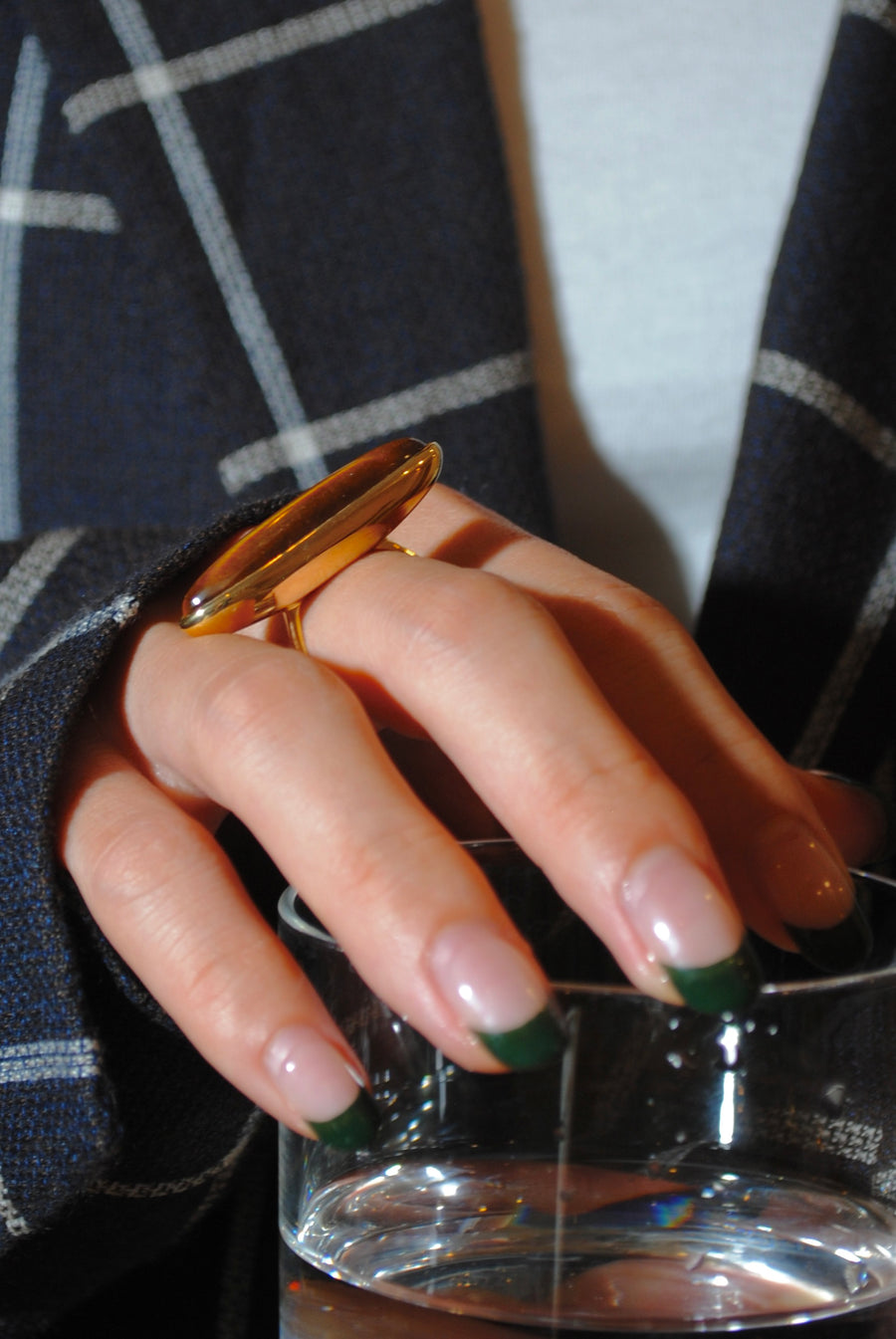 (タイガーアイ/GOLD)volume baguette ring