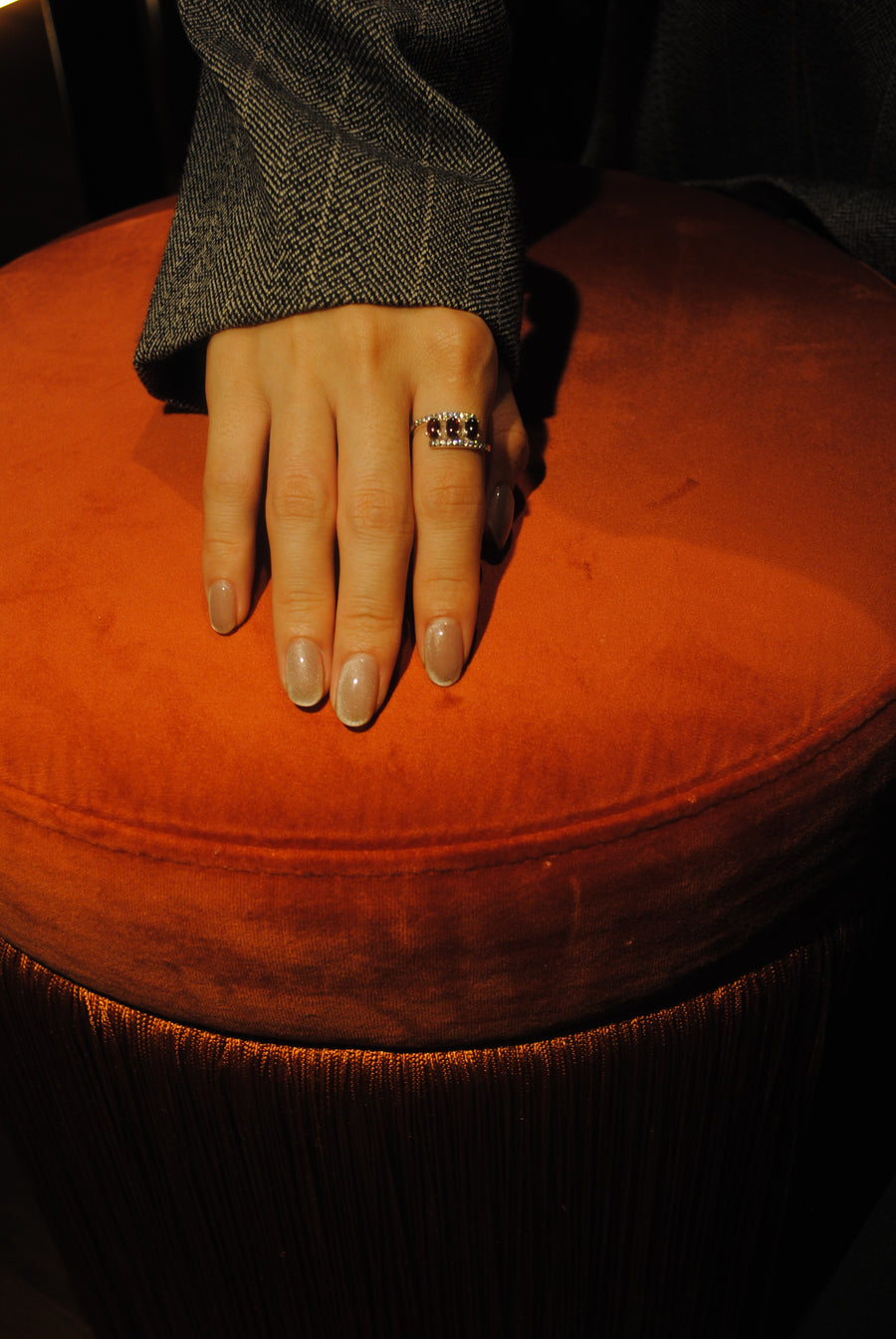 (ガーネット/silver) antique pave triple ring