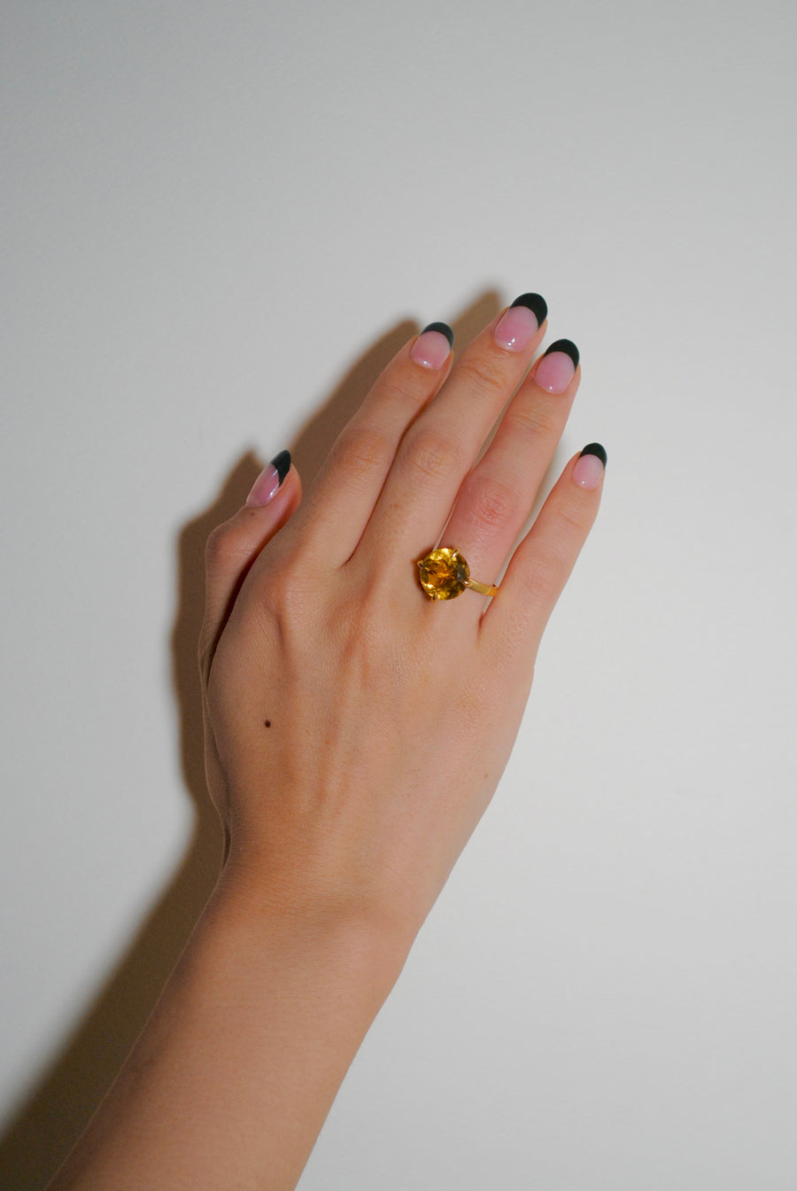 (ウィスキークオーツ/gold) kitty nails ring