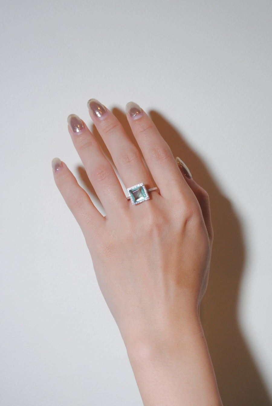 (ミントフローライト/silver) frame pave ring