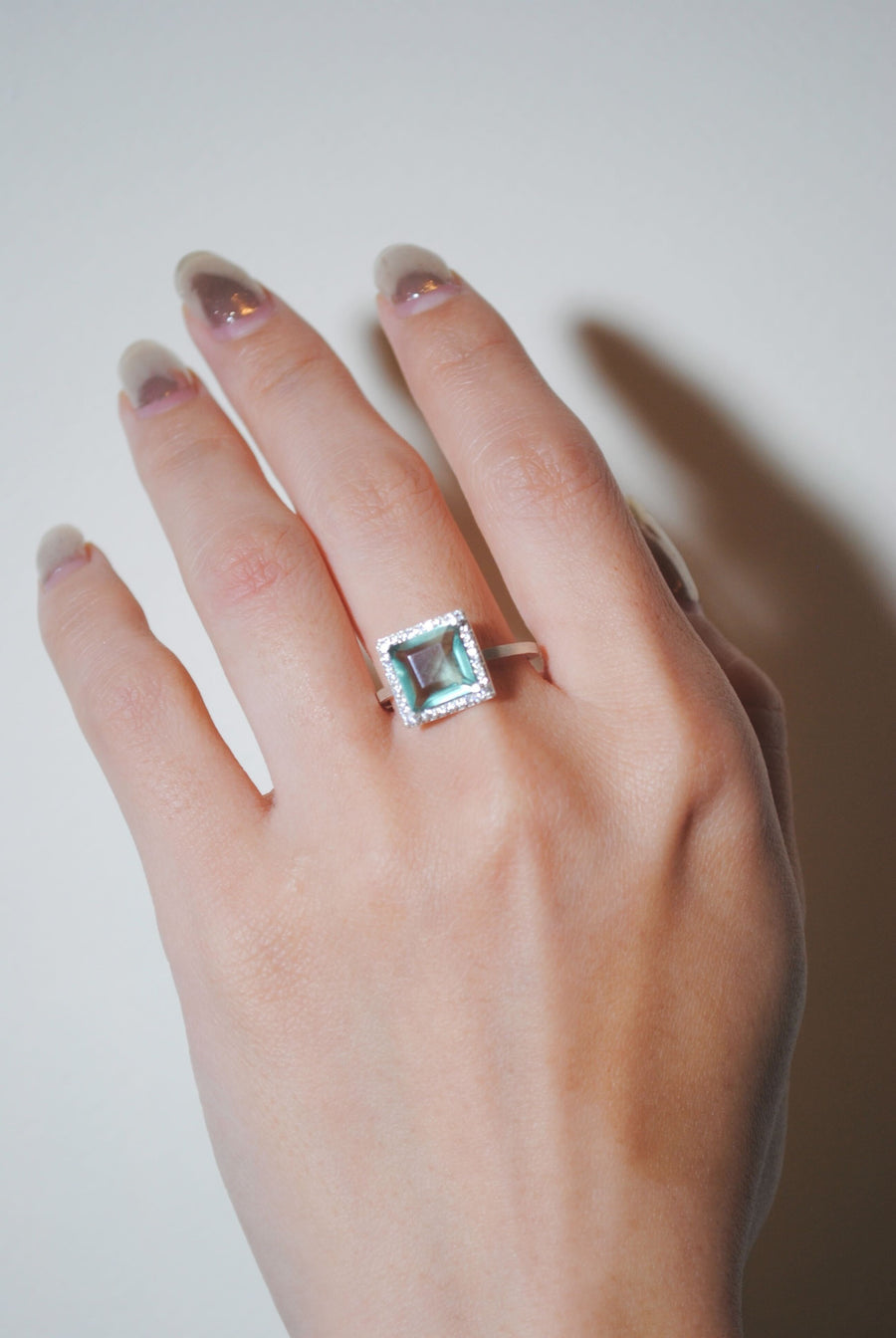 (ミントフローライト/silver) frame pave ring