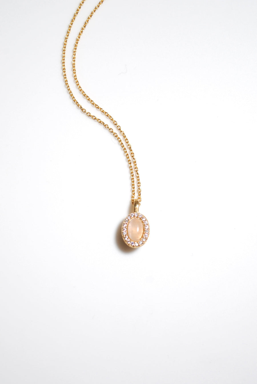 【2way】(ローズクオーツ/gold) hemisphere bril oval necklace