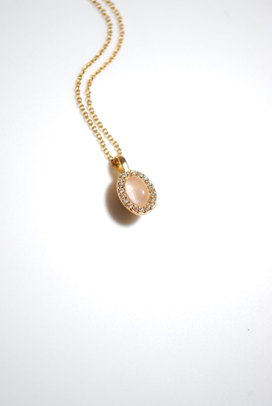 【2way】(ローズクオーツ/gold) hemisphere bril oval necklace