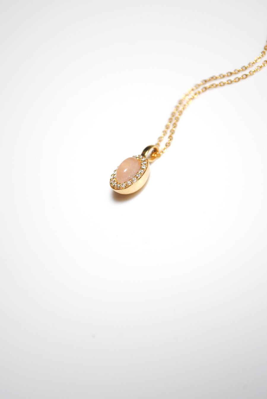 【2way】(ローズクオーツ/gold) hemisphere bril oval necklace