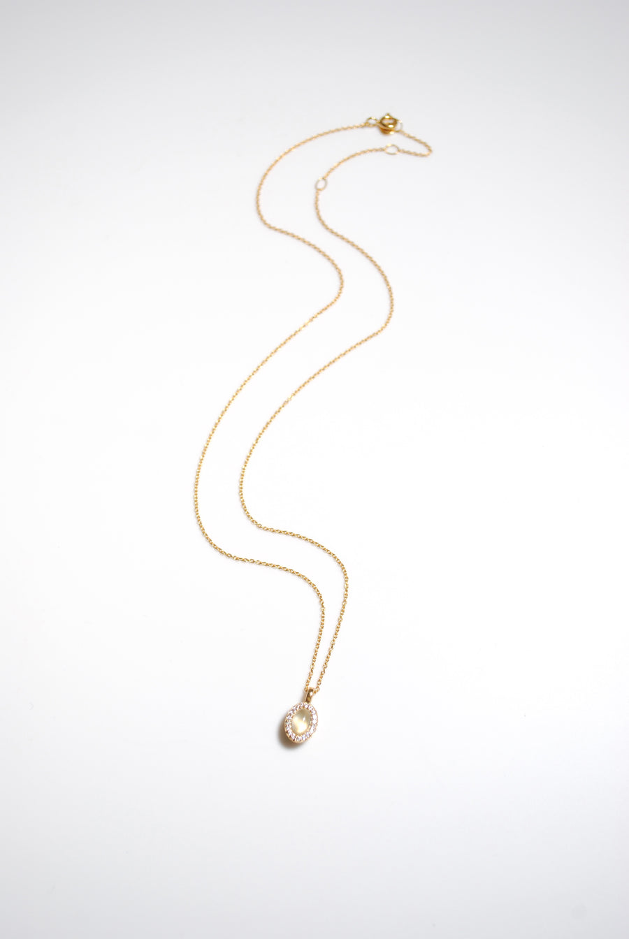 【2way】(プレナイト/gold) hemisphere bril oval necklace