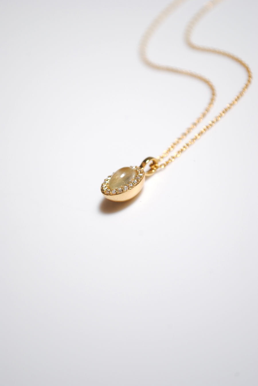 【2way】(プレナイト/gold) hemisphere bril oval necklace