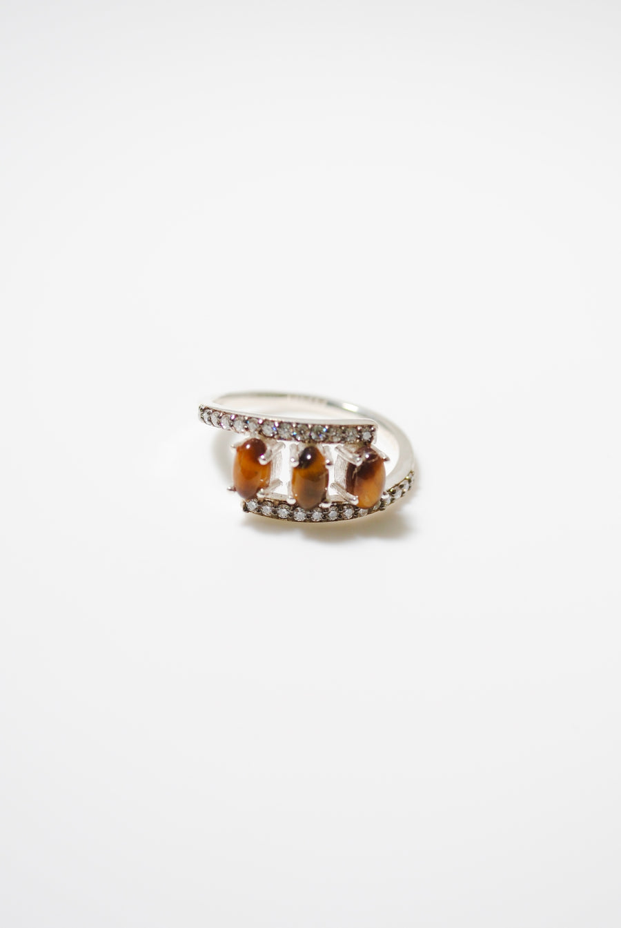 (タイガーアイ/silver) antique pave triple ring