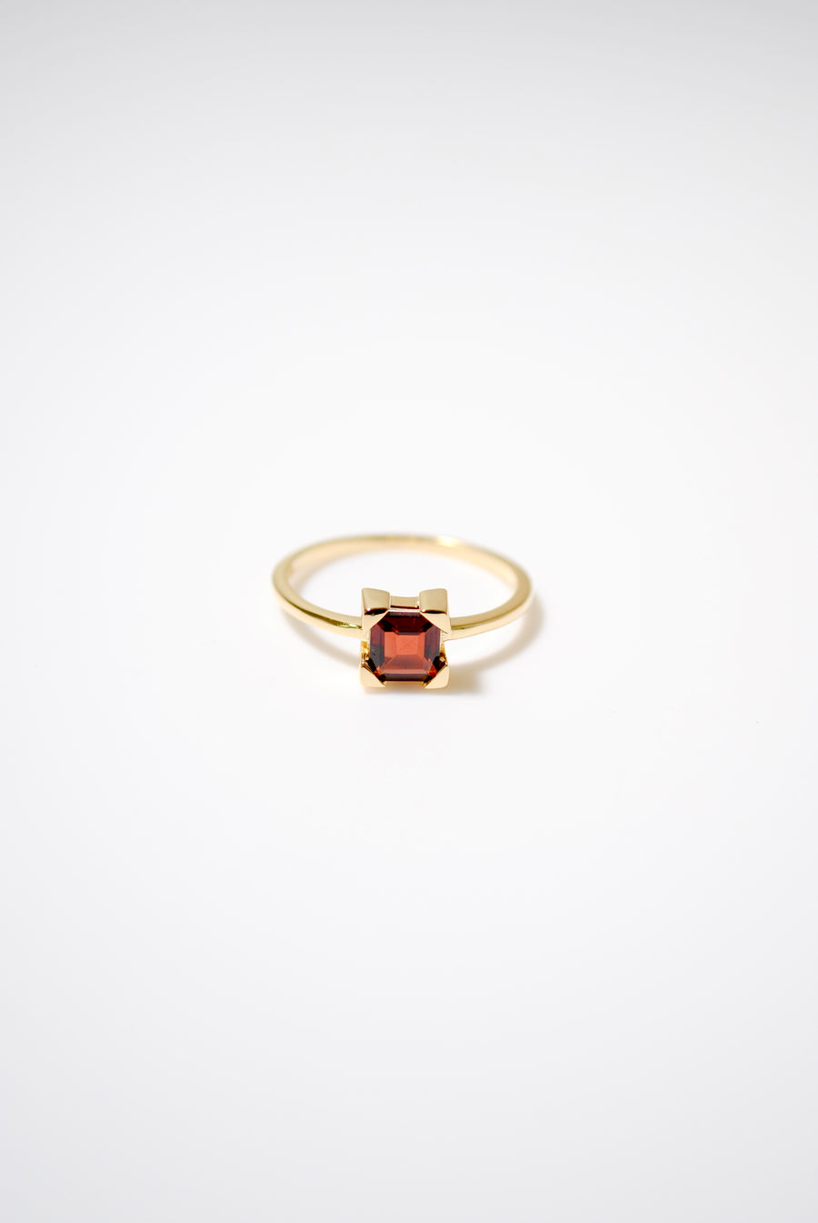 (ガーネット/gold) square edge prong ring