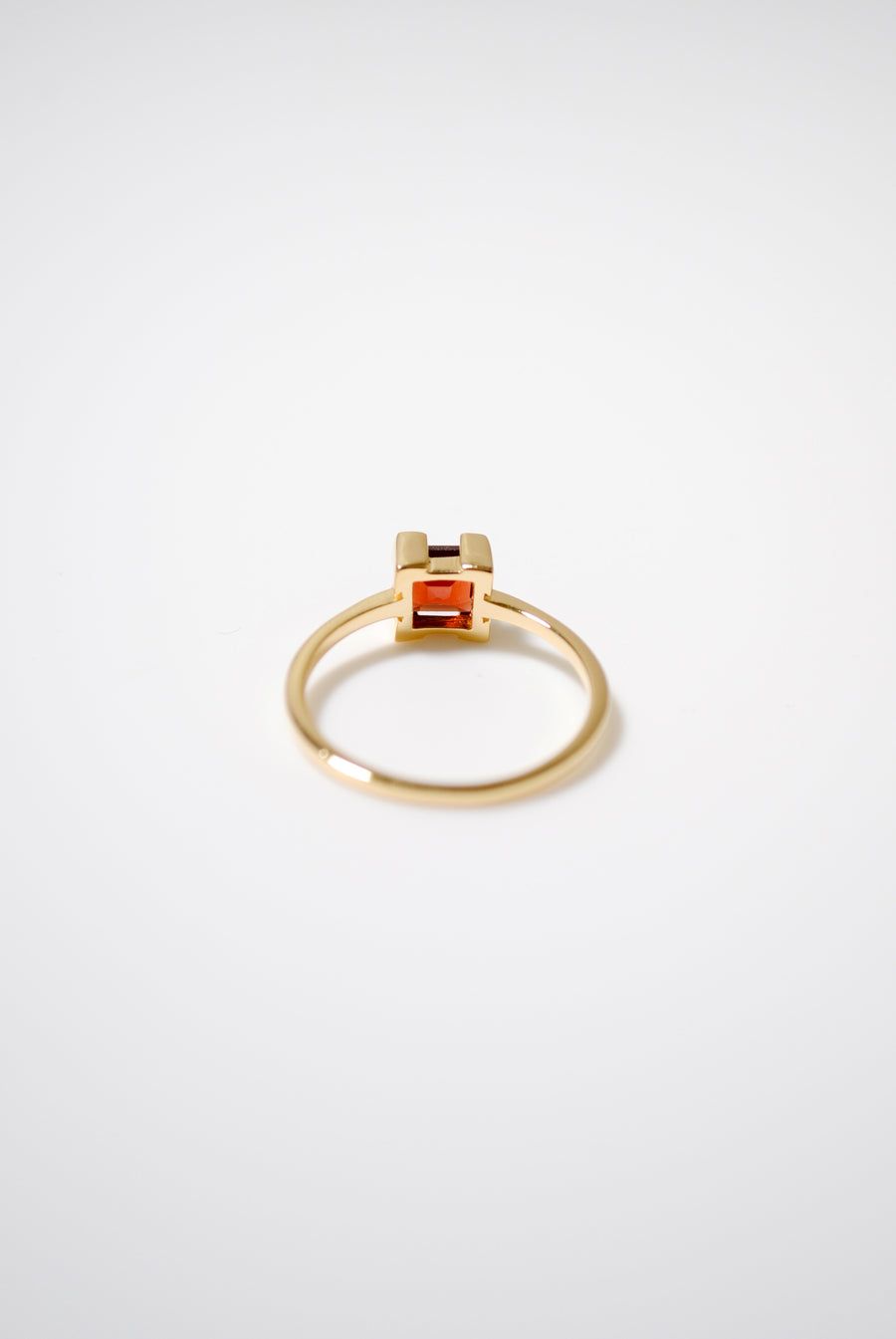 (ガーネット/gold) square edge prong ring