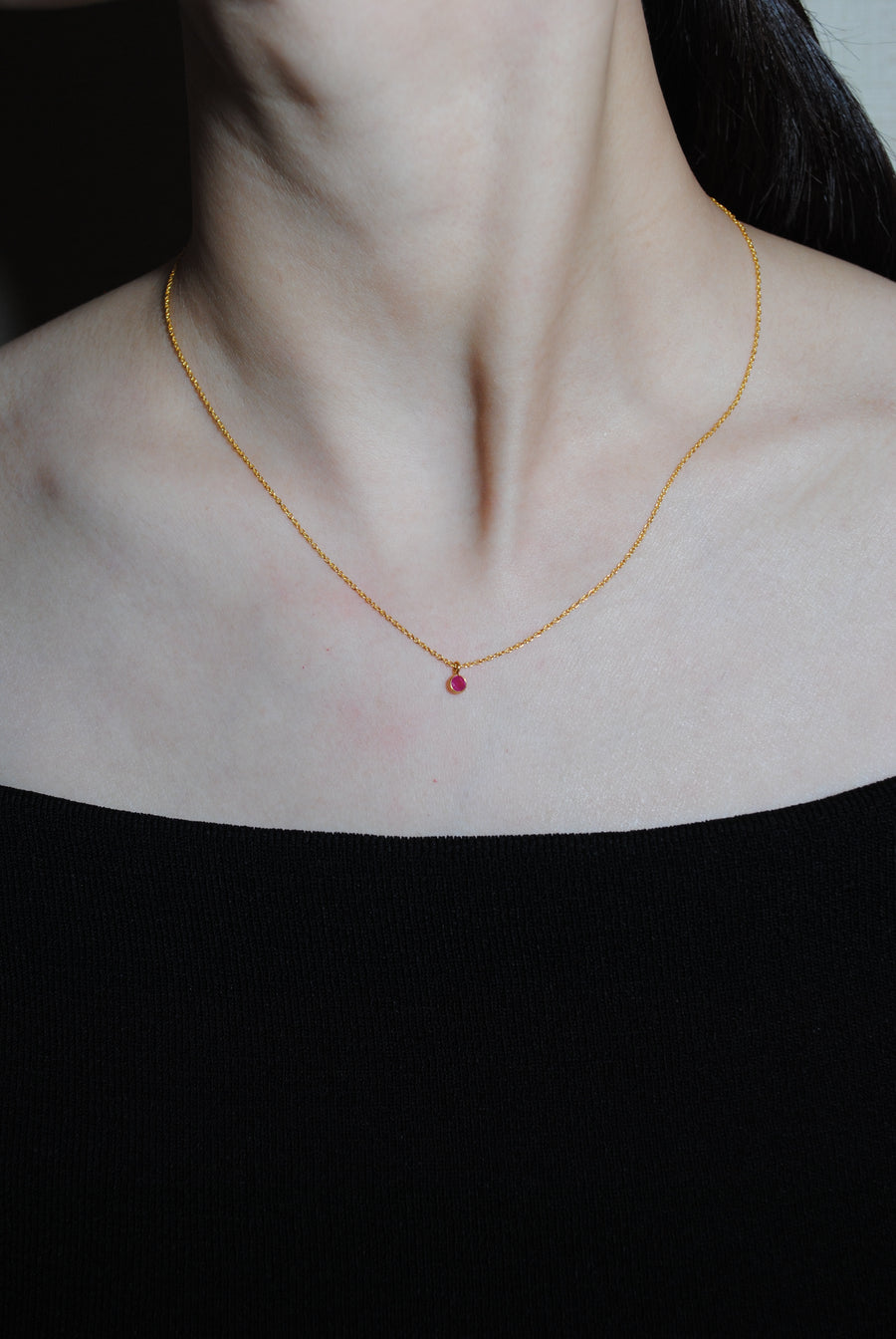 (ルビー/gold-silver) birth pinky necklace【7月誕生石】