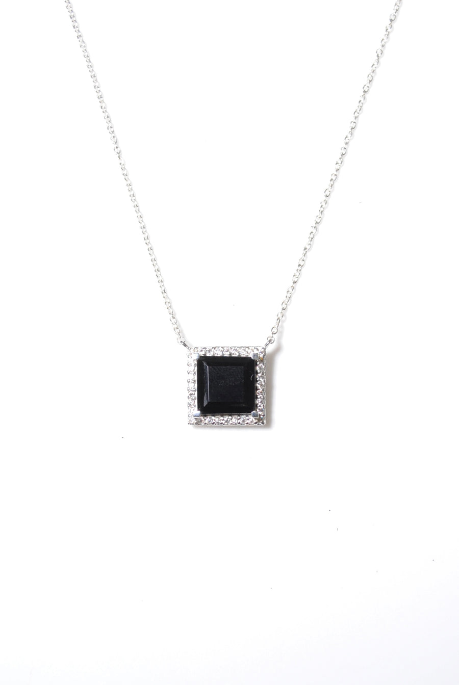 (ブラックオニキス/silver) frame pave necklace