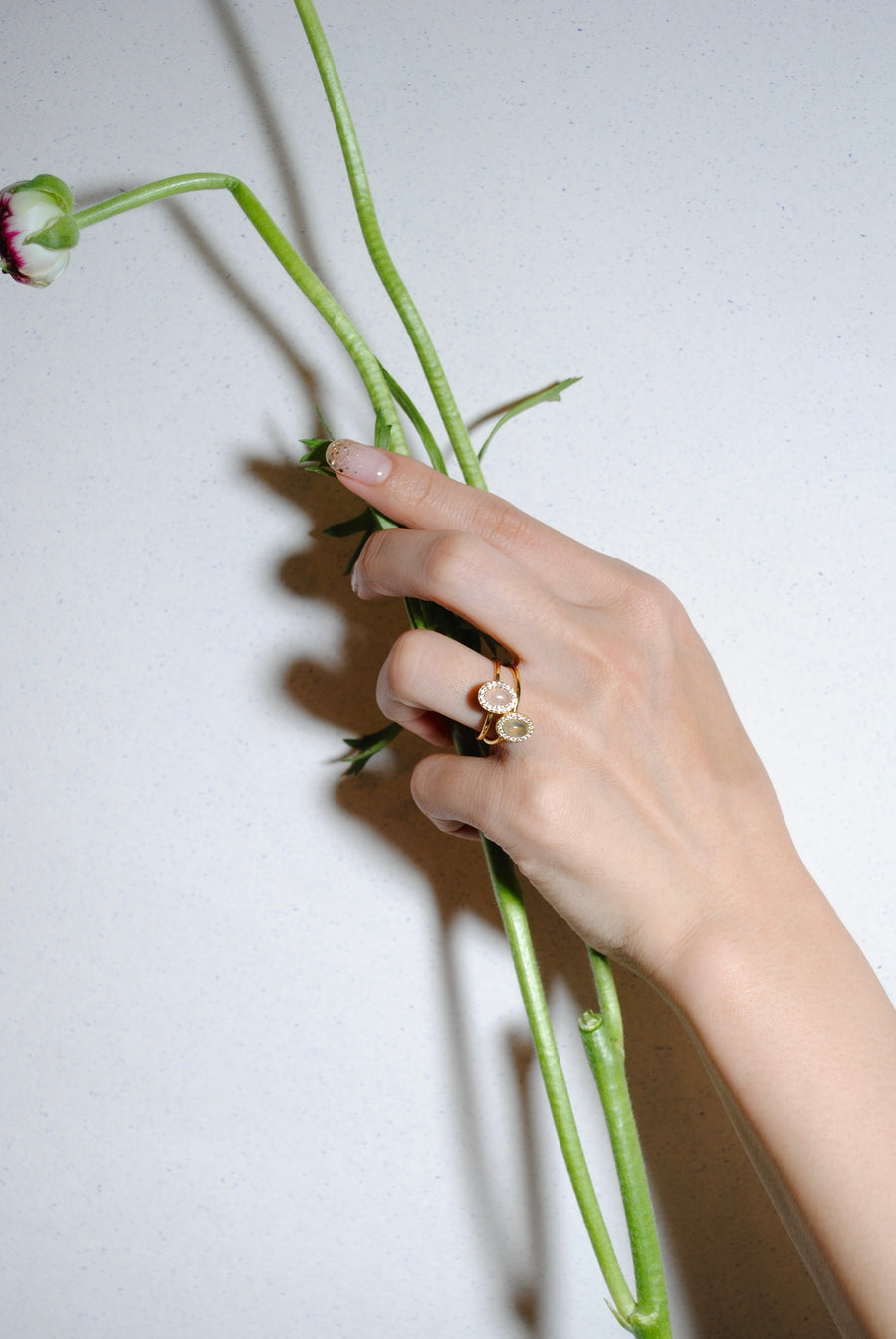 (プレナイト/gold) hemisphere bril oval ring