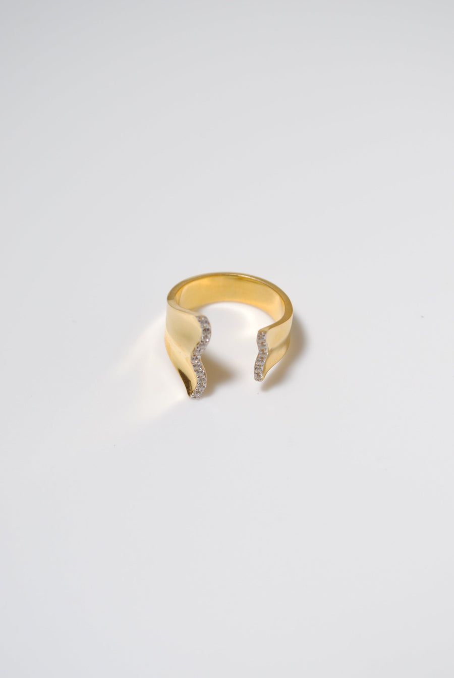 (モアサナイト/gold) curvy form pave ring