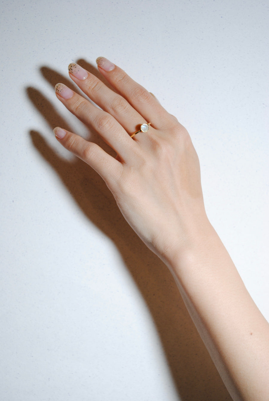 (レインボームーンストーン/gold) hemisphere basic circle ring