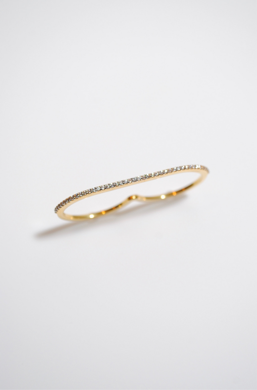 (モアサナイト/gold) straight bar double finger ring