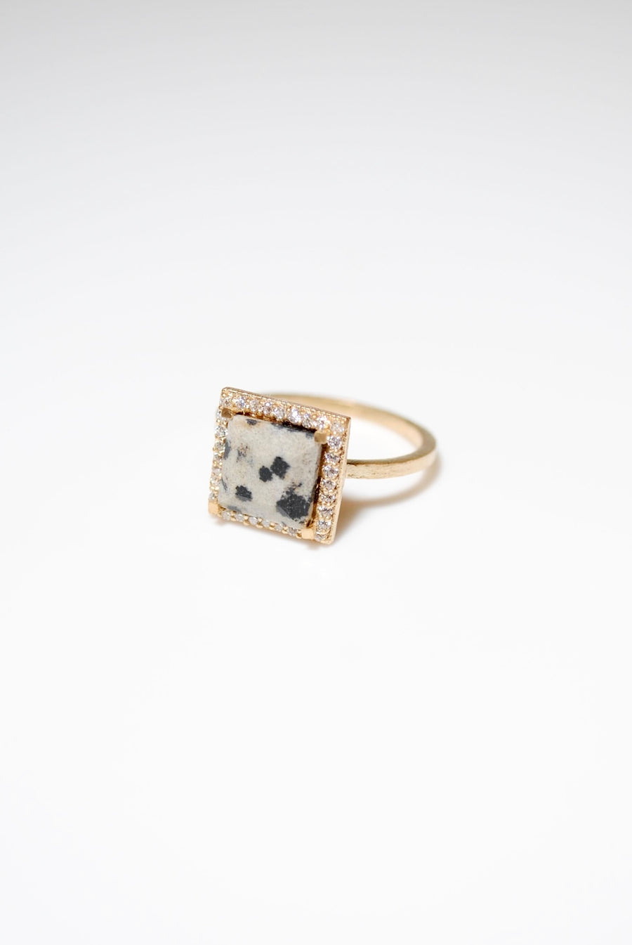 (ダルメシアン/gold) frame pave ring