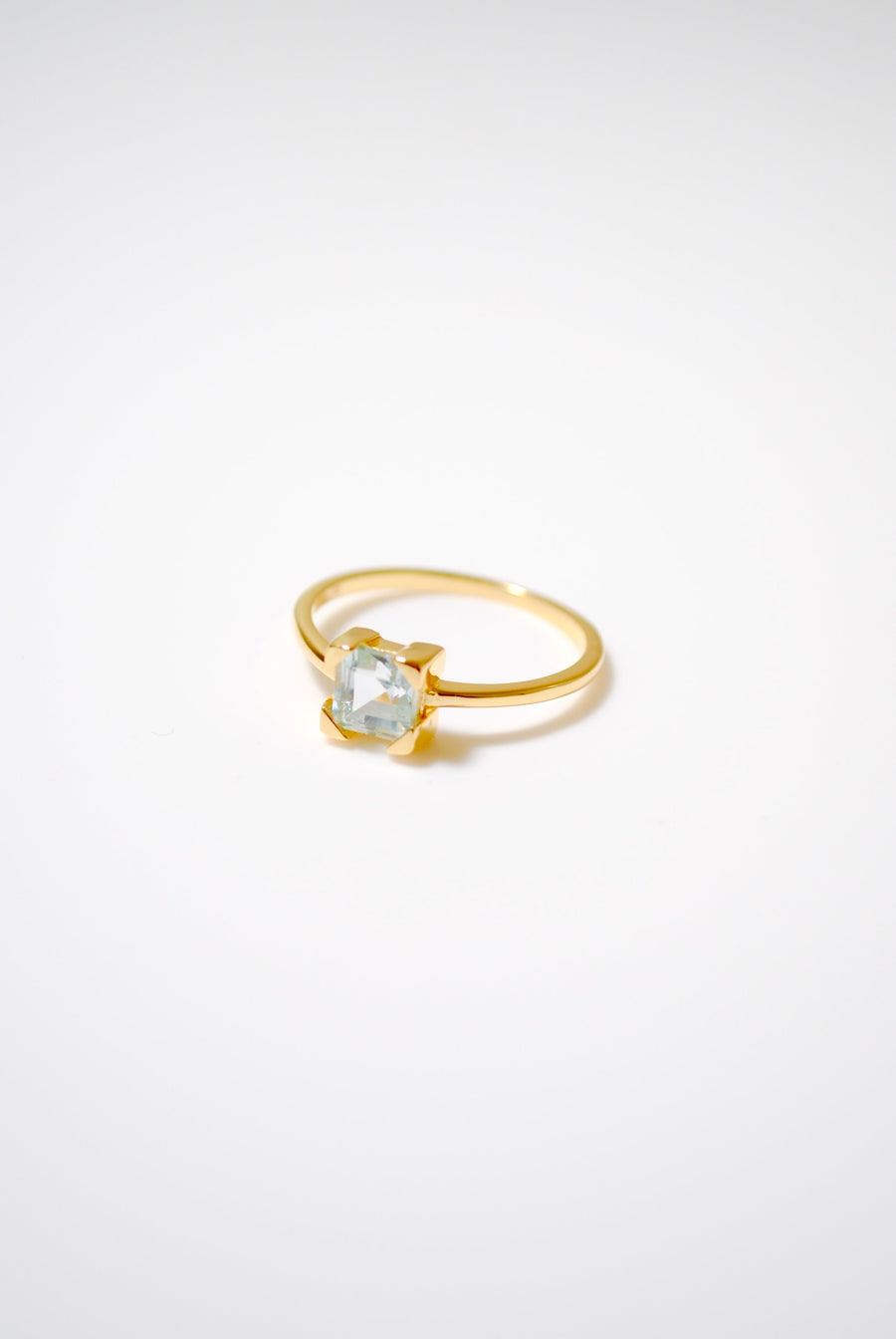 (ブルートパーズ/gold) square edge prong ring