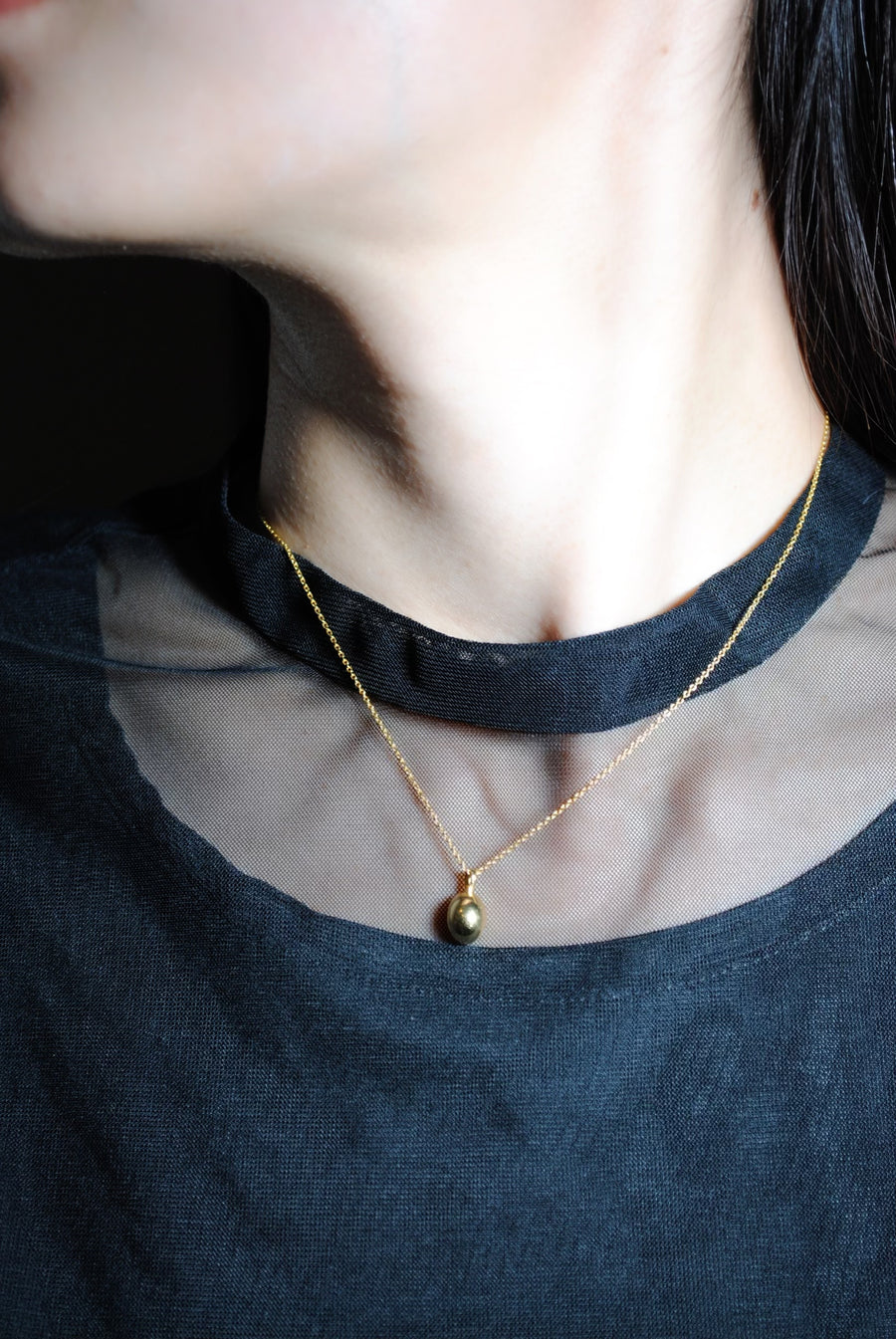 【2way】(ローズクオーツ/gold) hemisphere bril oval necklace