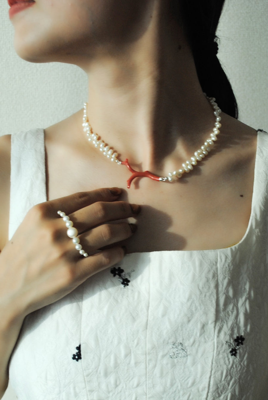 (コーラル)petal pearl necklace