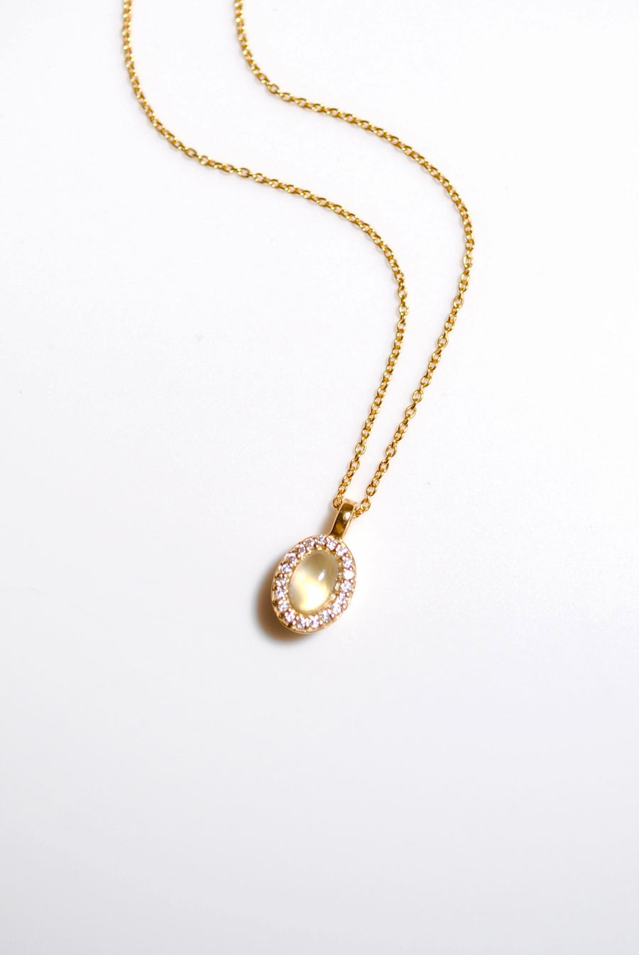 【2way】(プレナイト/gold) hemisphere bril oval necklace