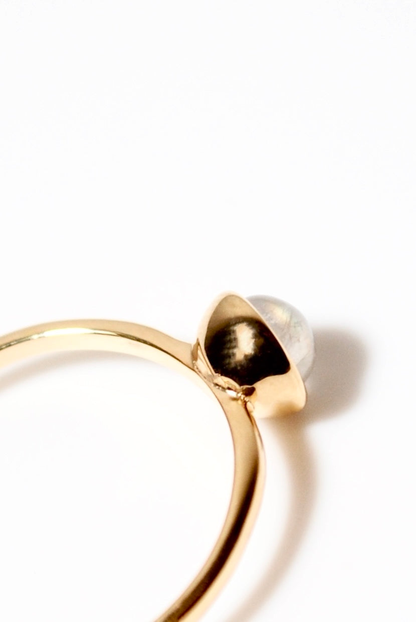 (レインボームーンストーン/gold) hemisphere basic circle ring