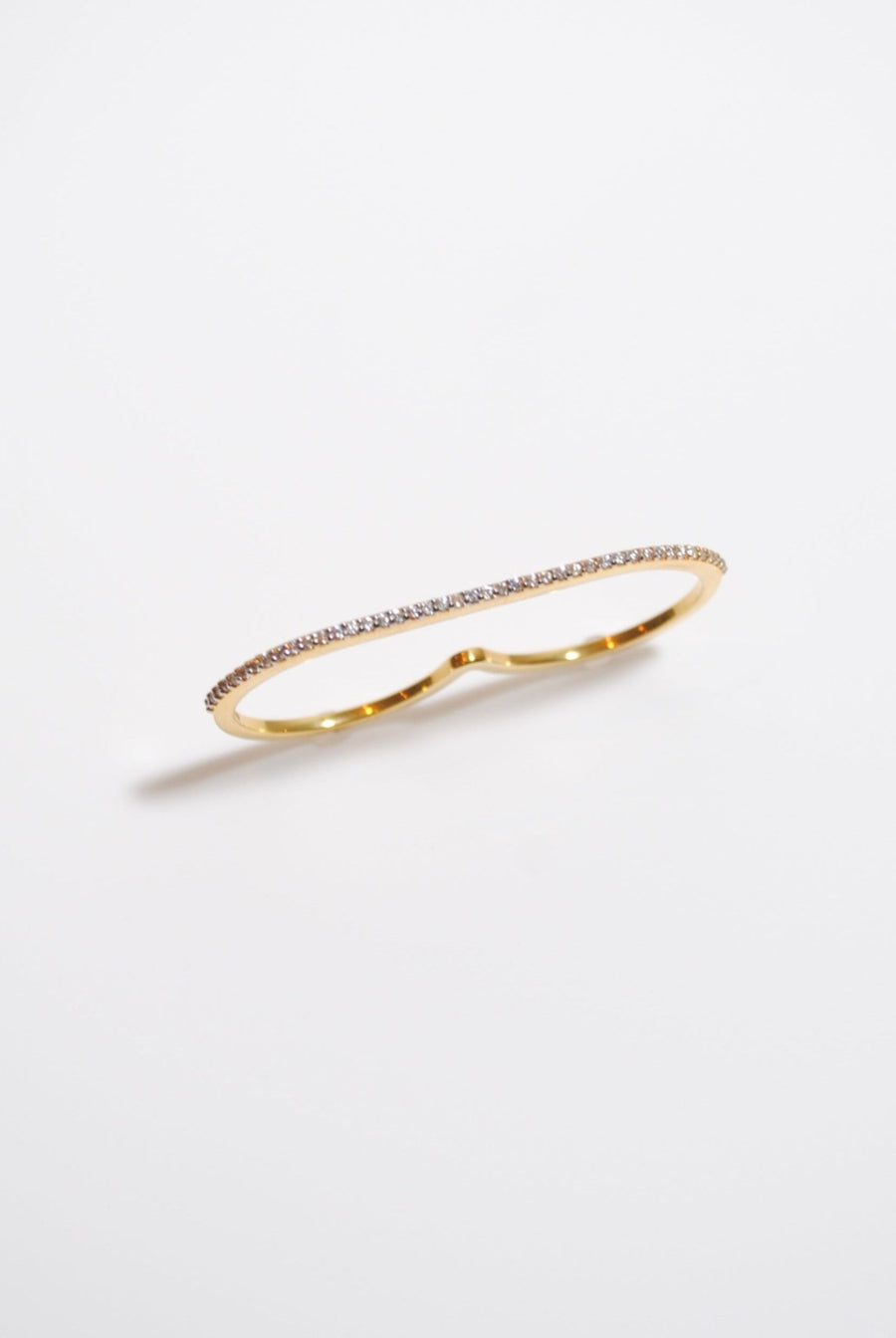 (モアサナイト/gold) straight bar double finger ring